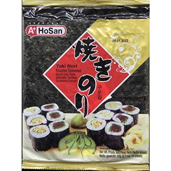Hosan Alghe Nori per Sushi - 1 confezione da 10 fogli (22 grammi